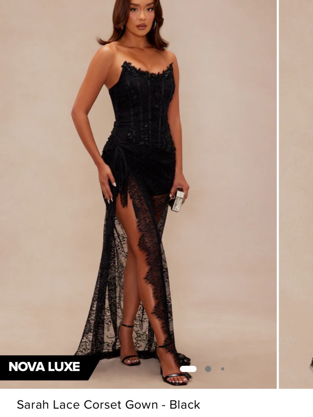 Nova Luxe Sarah Lace Corset Gown - Black